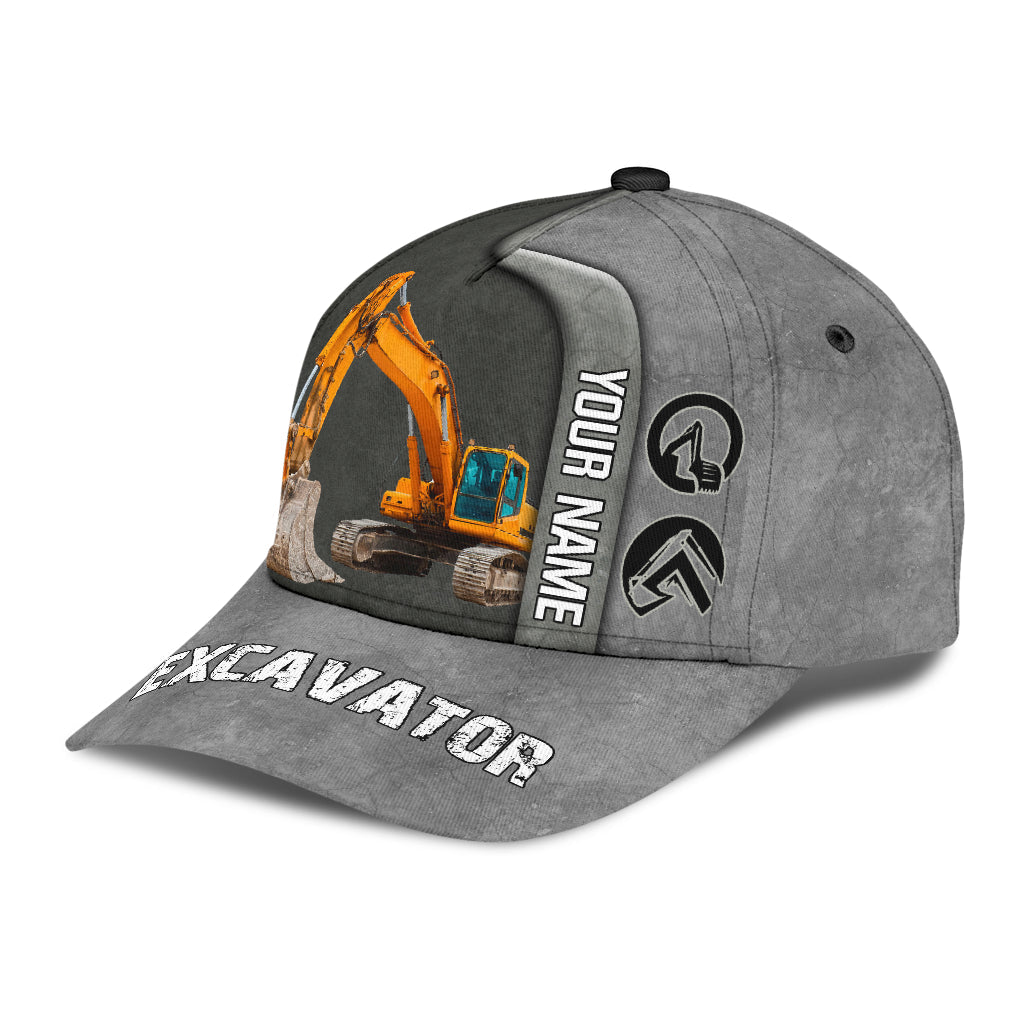 Customized Excavator Heavy Equipment Classic Cap Hat For Woker/ Excavator 3D Baseball Hat Cap