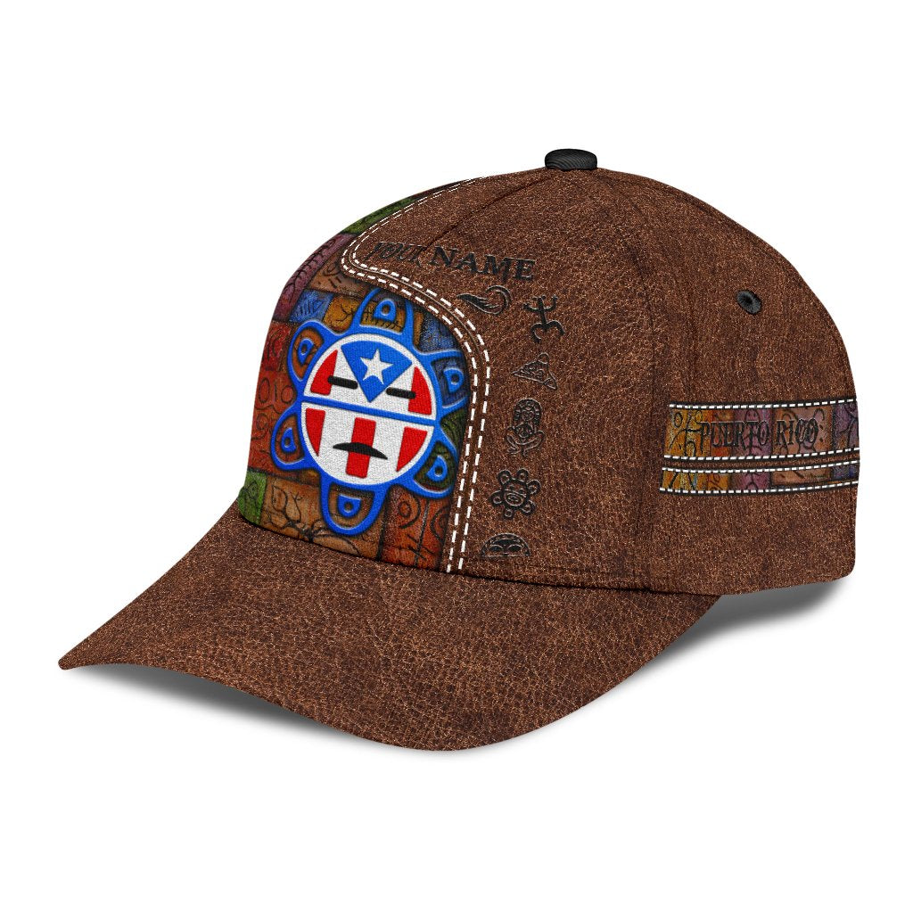 Customized Puerto Rico Cap Hat in Leather Pattern/ Puerto Rico Gifts