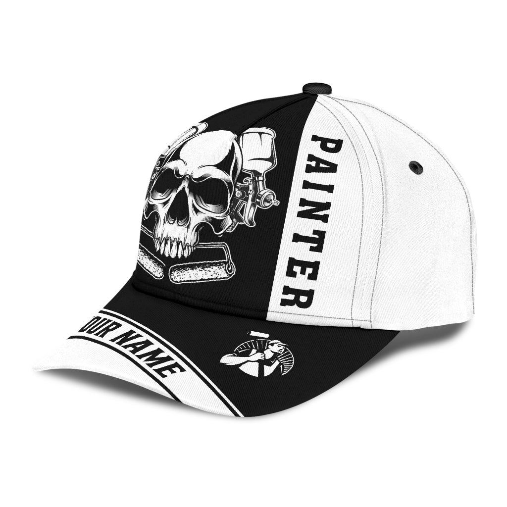 Custom Name Painter Classic Cap Black Skull/ Painter Skull Hat Men Women