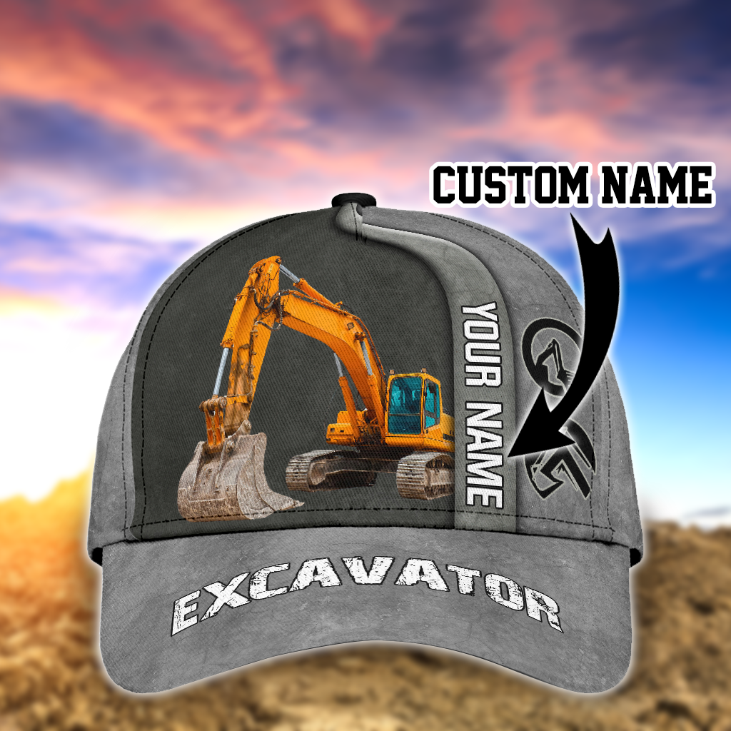 Customized Excavator Heavy Equipment Classic Cap Hat For Woker/ Excavator 3D Baseball Hat Cap