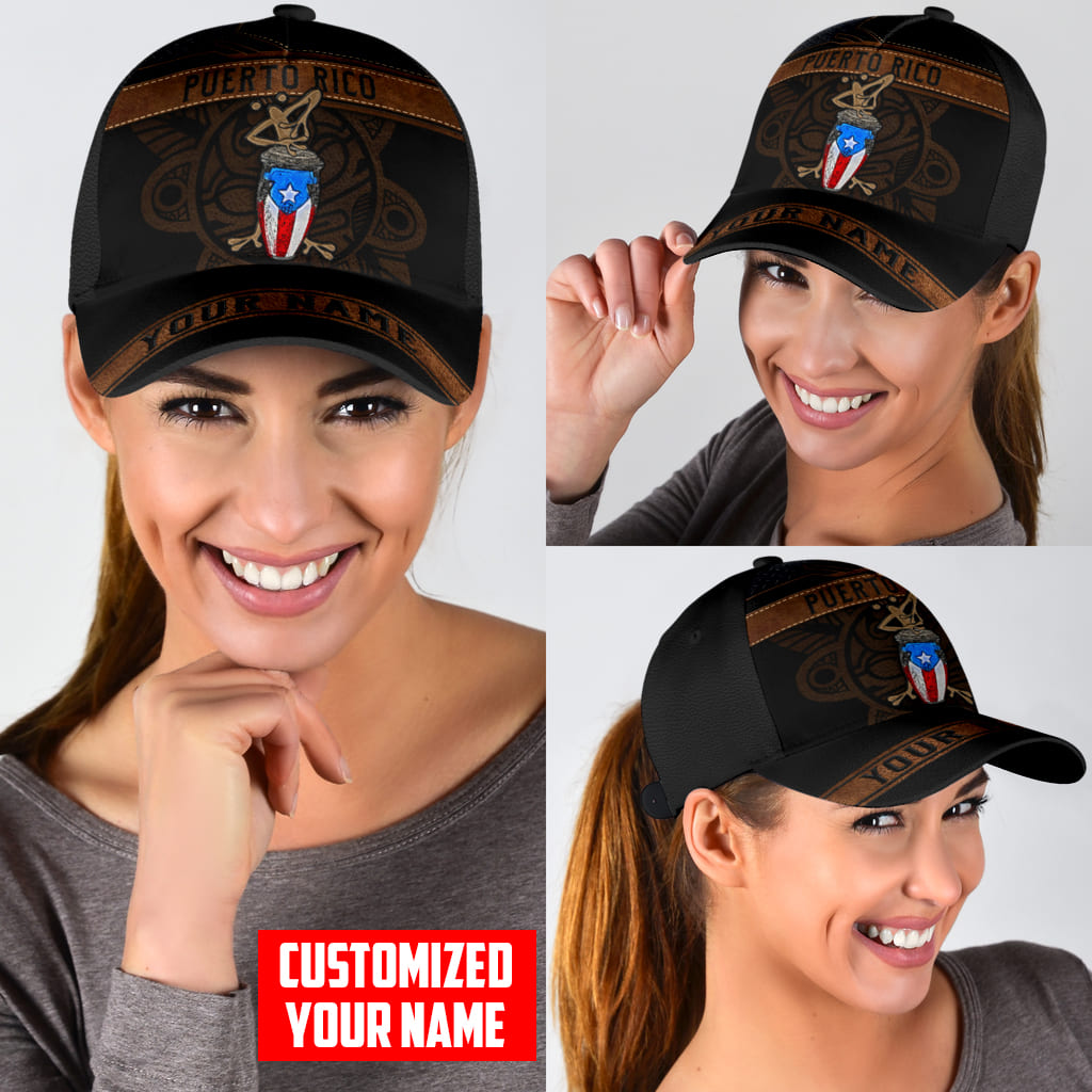 Customized Name Coqui Playing Bomba Puerto Rico Classic Cap/ Puerto Rican Hats