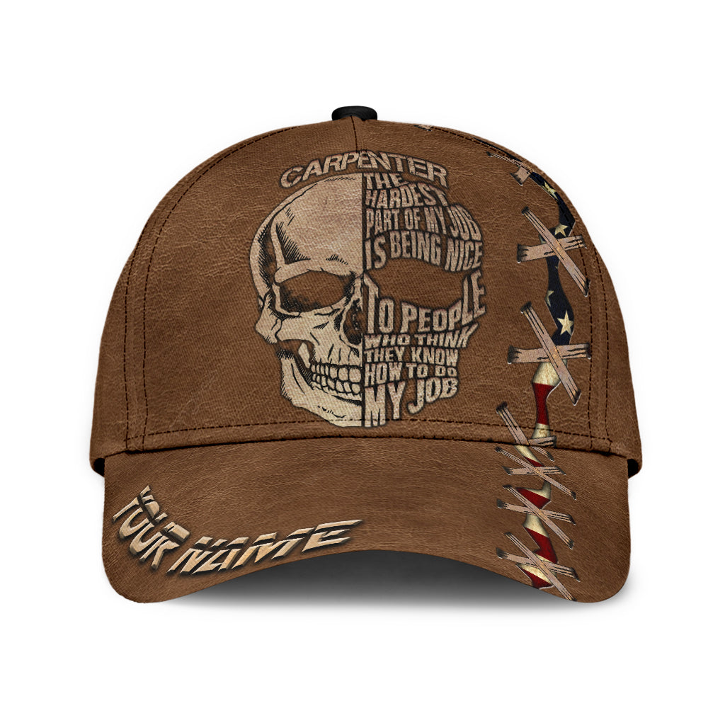 Personalized Name Carpenter Classic Cap Skull Brown Pattern