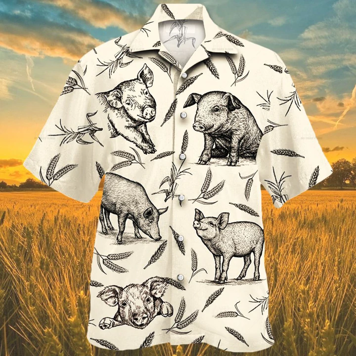 Pig Farm Lovers Hawaiian Shirt/ Animal Farm Pig Men Hawaiian Shirts For Men/ women