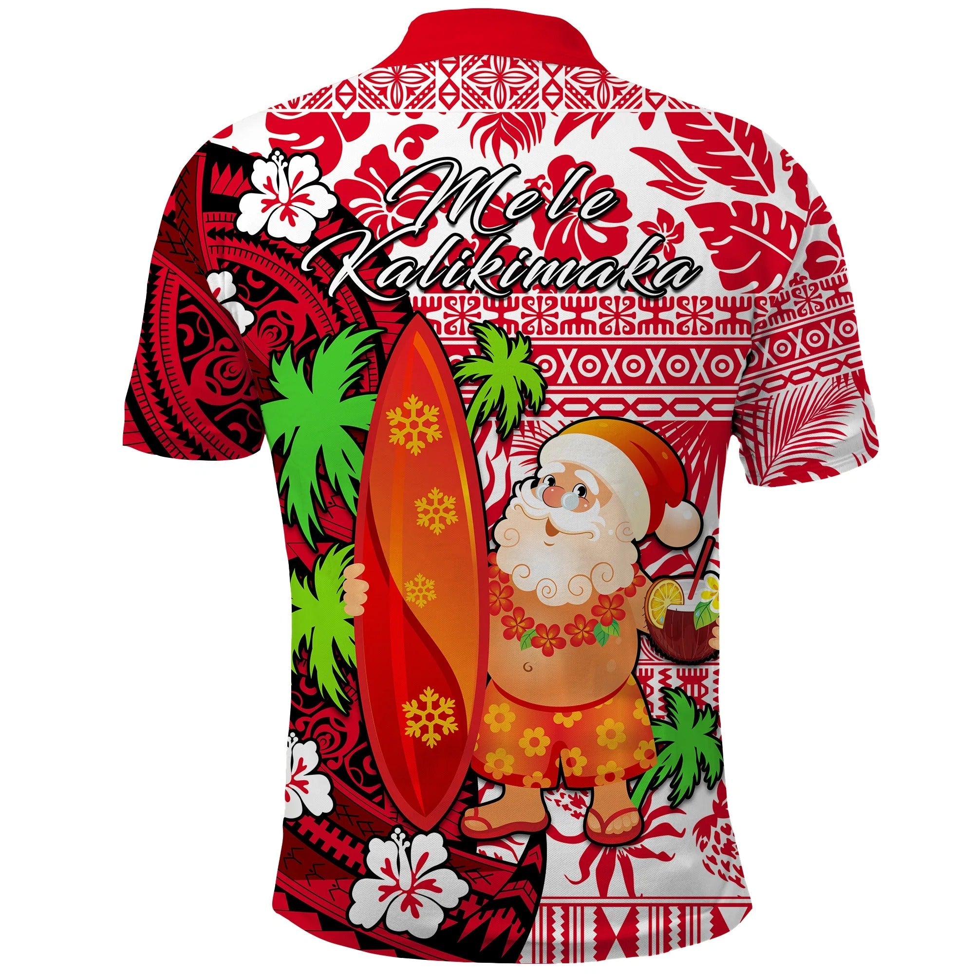 Mele Kalikimaka Polo Shirt Christmas Hawaii with Santa Claus/ Christmas Polo Shirts For Men Women