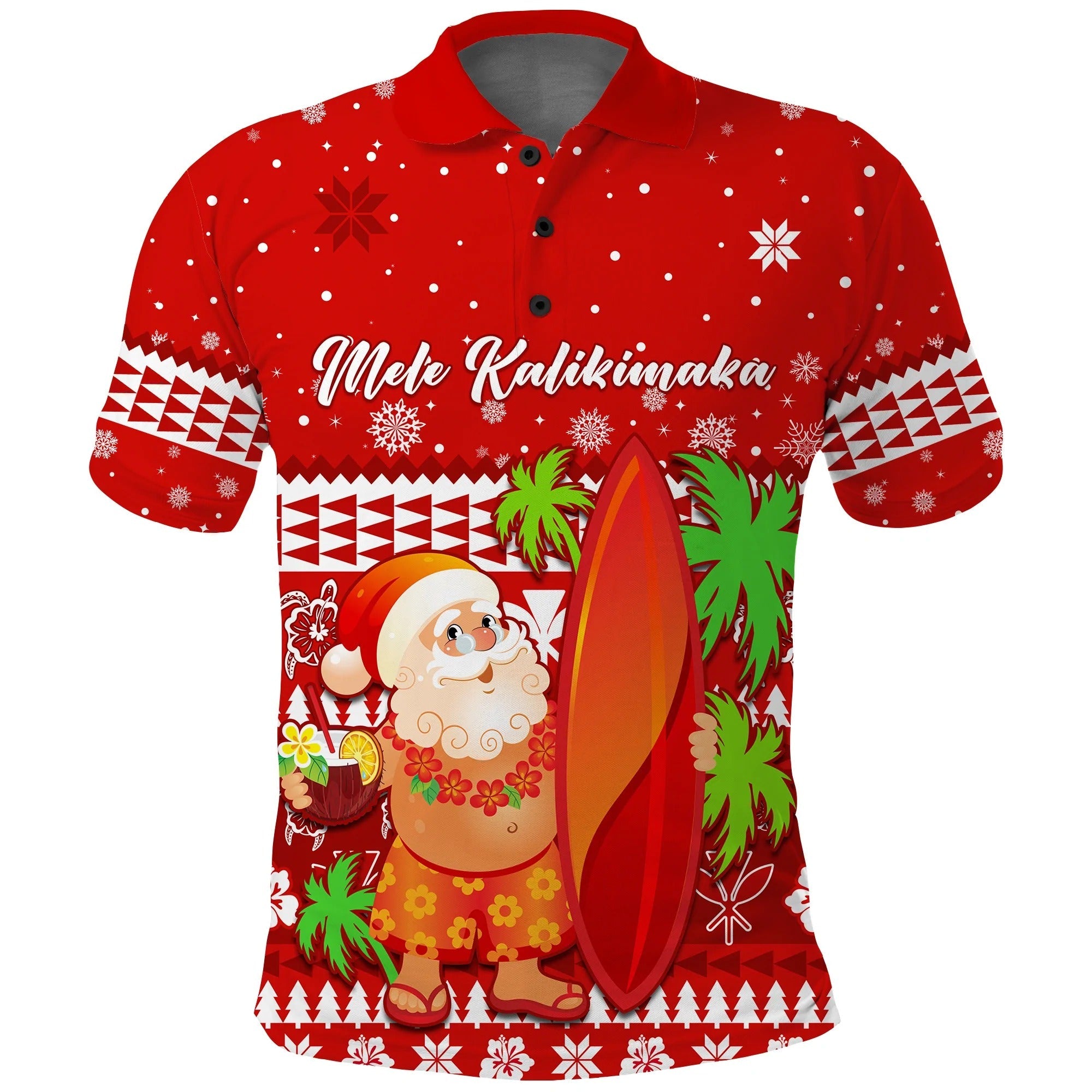 Custom Mele Kalikimaka Polo Shirt Santa Claus Hawaii Christmas Unique Men Women Polo Shirt