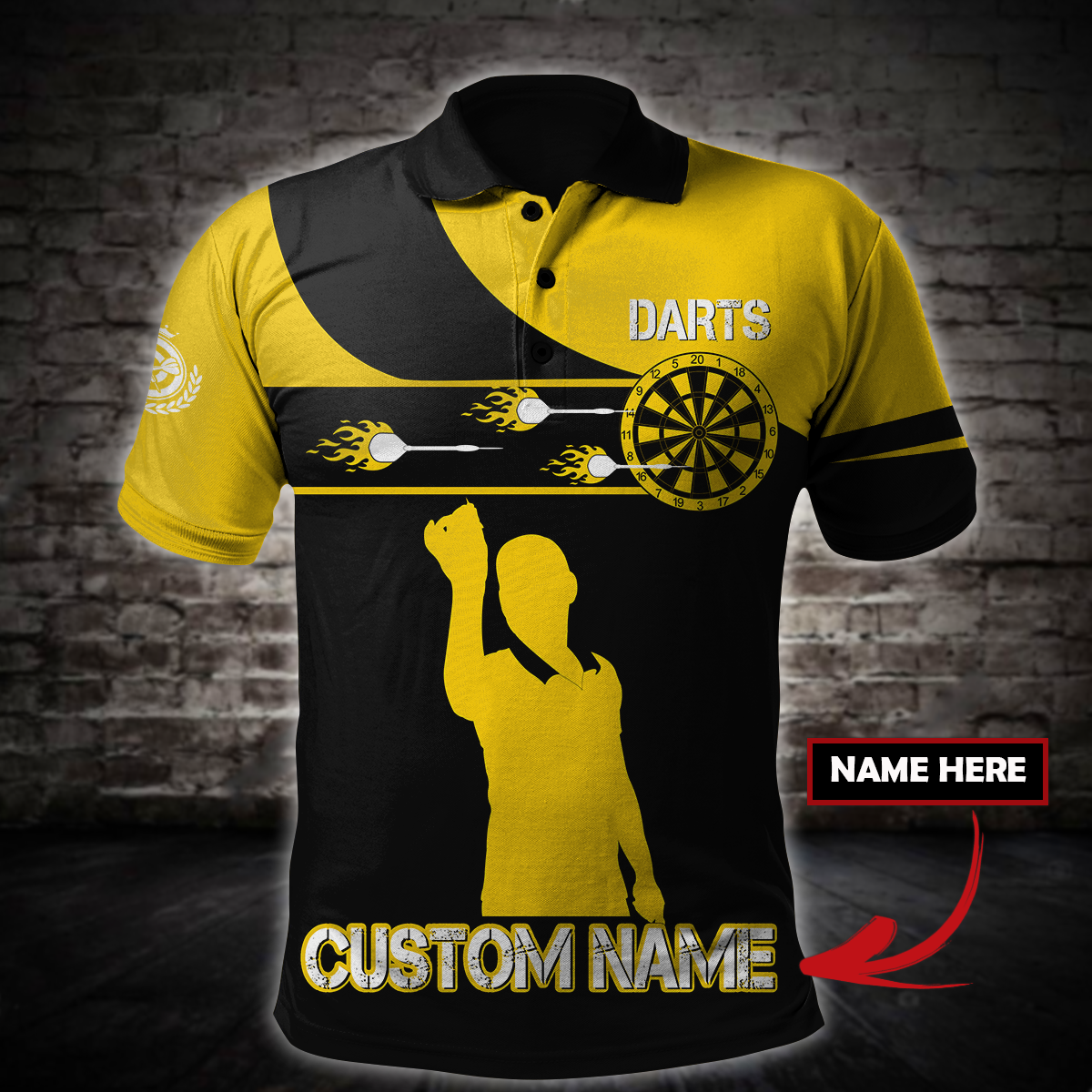 3D All Over Print Dart Polo Shirt/ Custom Name Shirt for Dart Team/ Player