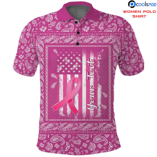 Breast Cancer Custom Women Polo Shirt Pink Paisley Pattern In October We Wear PINK