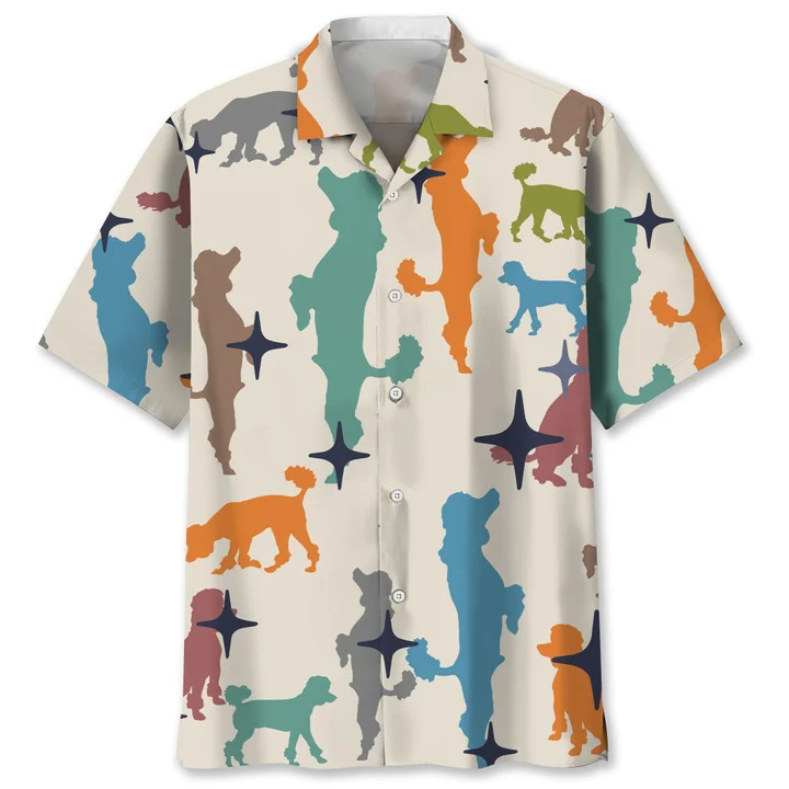 Poodle Vintage Hawaiian Shirt/ Hawaiian shirt for men/ Summer gift for Dog lovers