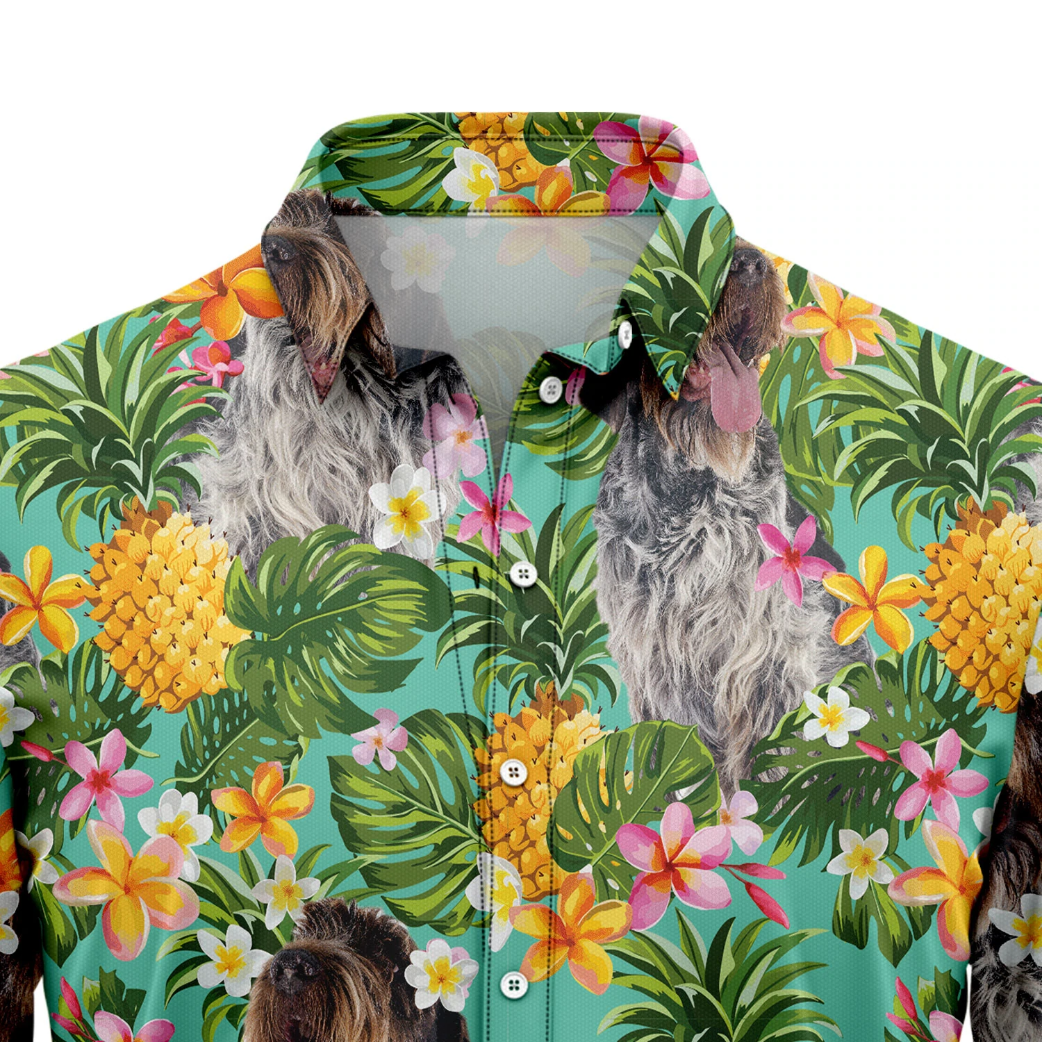 Tropical Pineapple Wirehaired Pointing Griffon Hawaii Shirt/ Summer Hawaiian Shirts for Men