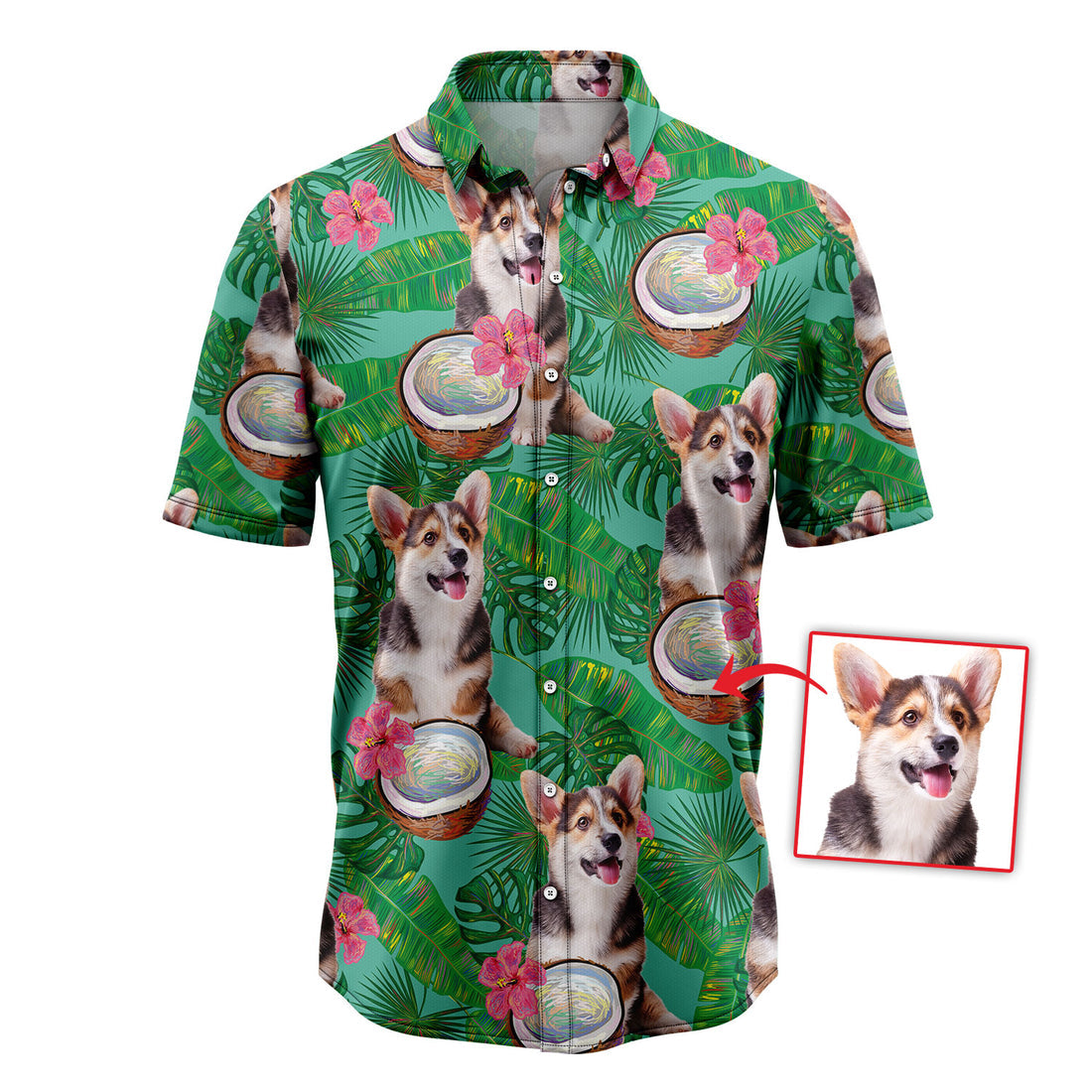 Custom Photo Dog Coconut Tropical Hawaiian Shirt/ Shirt for Men Women/ Gift for Dog Lover