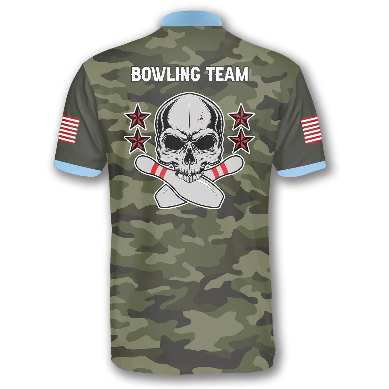 Passionate Skull Camo Custom Bowling Jerseys for Men/ 3D All Over Print Bowling Shirt/ Skull Shirt