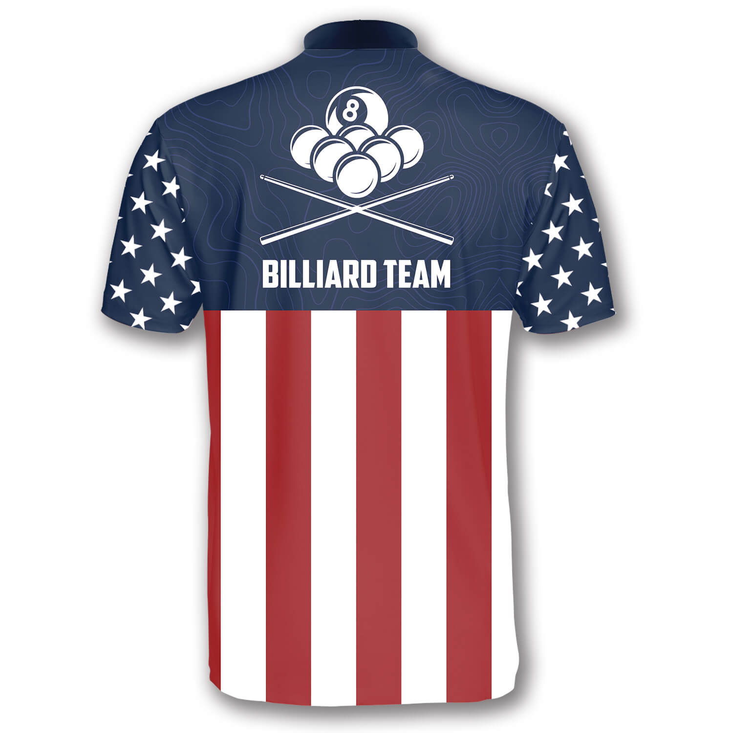 8 Ball Patriotic Flag Navy Custom Billiard Jerseys for Men/ Uniform Shirt for Billiard Player/ Flag Shirt