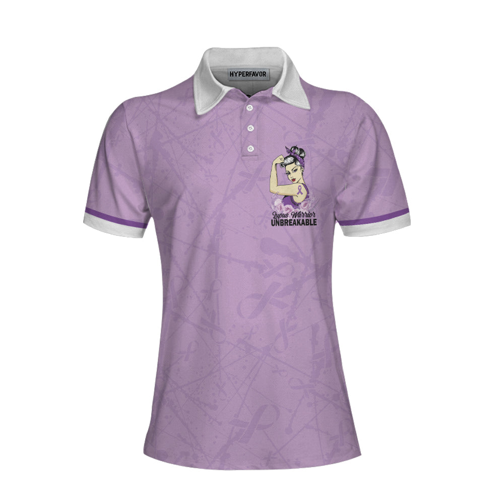 Peace Love Cure Lupus Awareness Short Sleeve Women Polo Shirt/ Purple Ribbon Lupus Shirt For Ladies/ Lupus Support Gift Coolspod