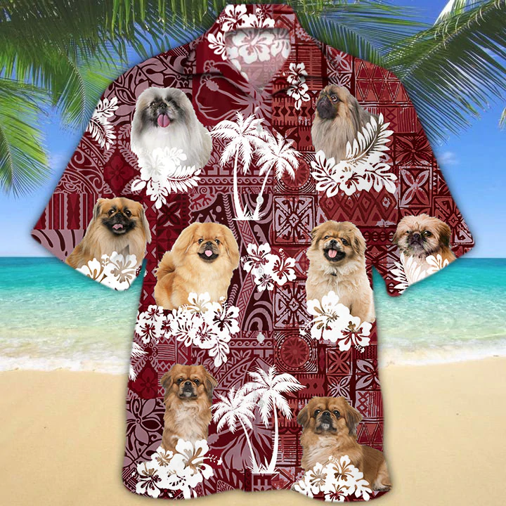 Pekingese Hawaiian Shirt/ Gift for Dog Lover Shirts/ Men''s Hawaiian shirt/ Summer Hawaiian Aloha Shirt