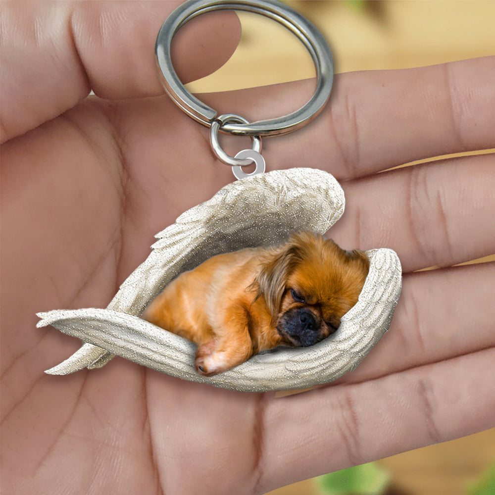 Pekingese Sleeping Angel Acrylic Keychain Dog Sleeping keychain