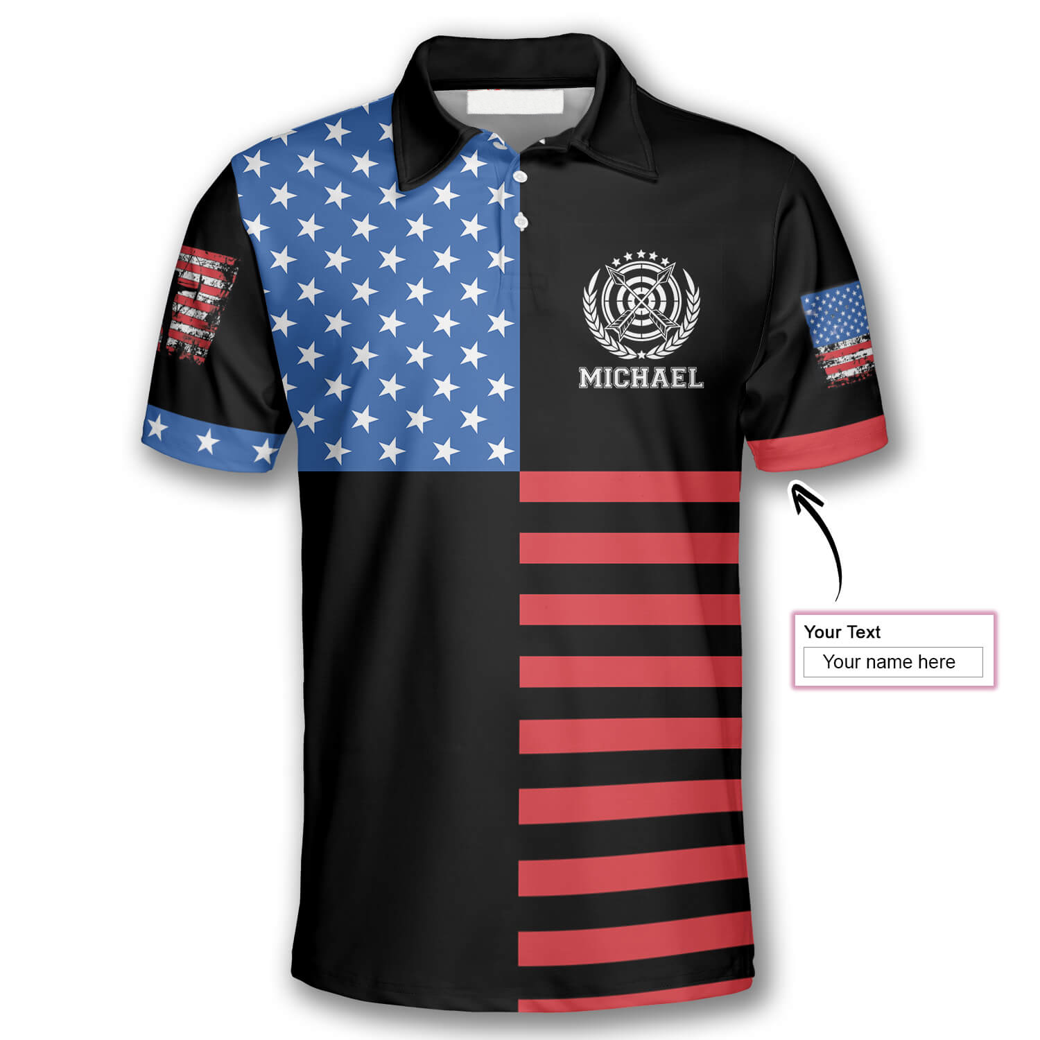 3D All Over Print Archery American Flag Logo Custom Archery Shirts for Men/ Archery Shirt/ Flag Shirt