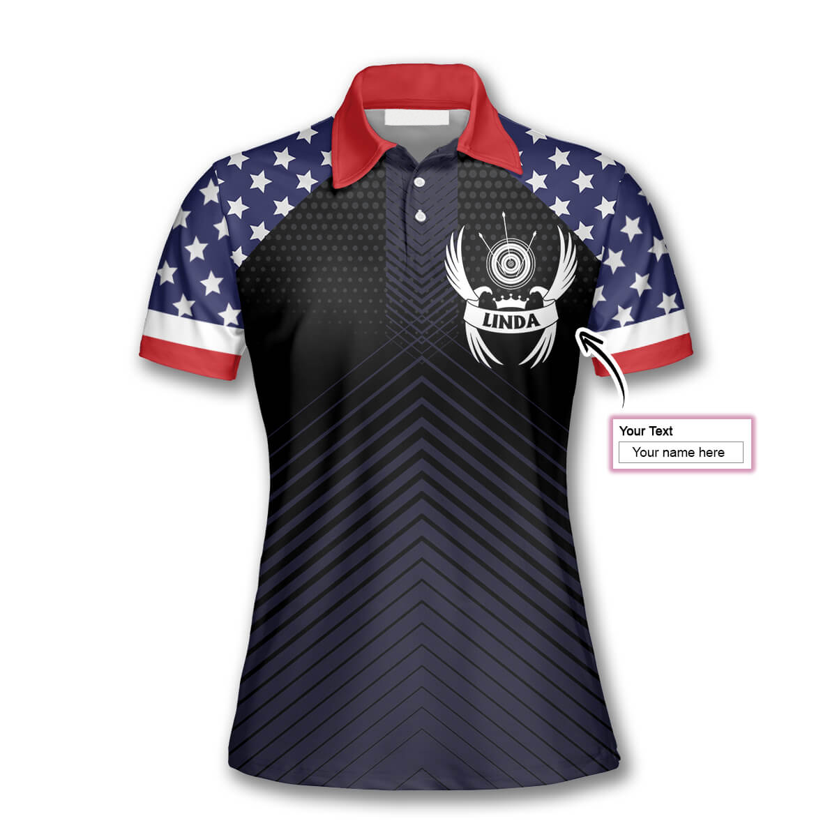 3D All Over Print Eagle Patriotic American Flag Custom Archery Polo Shirts for Women