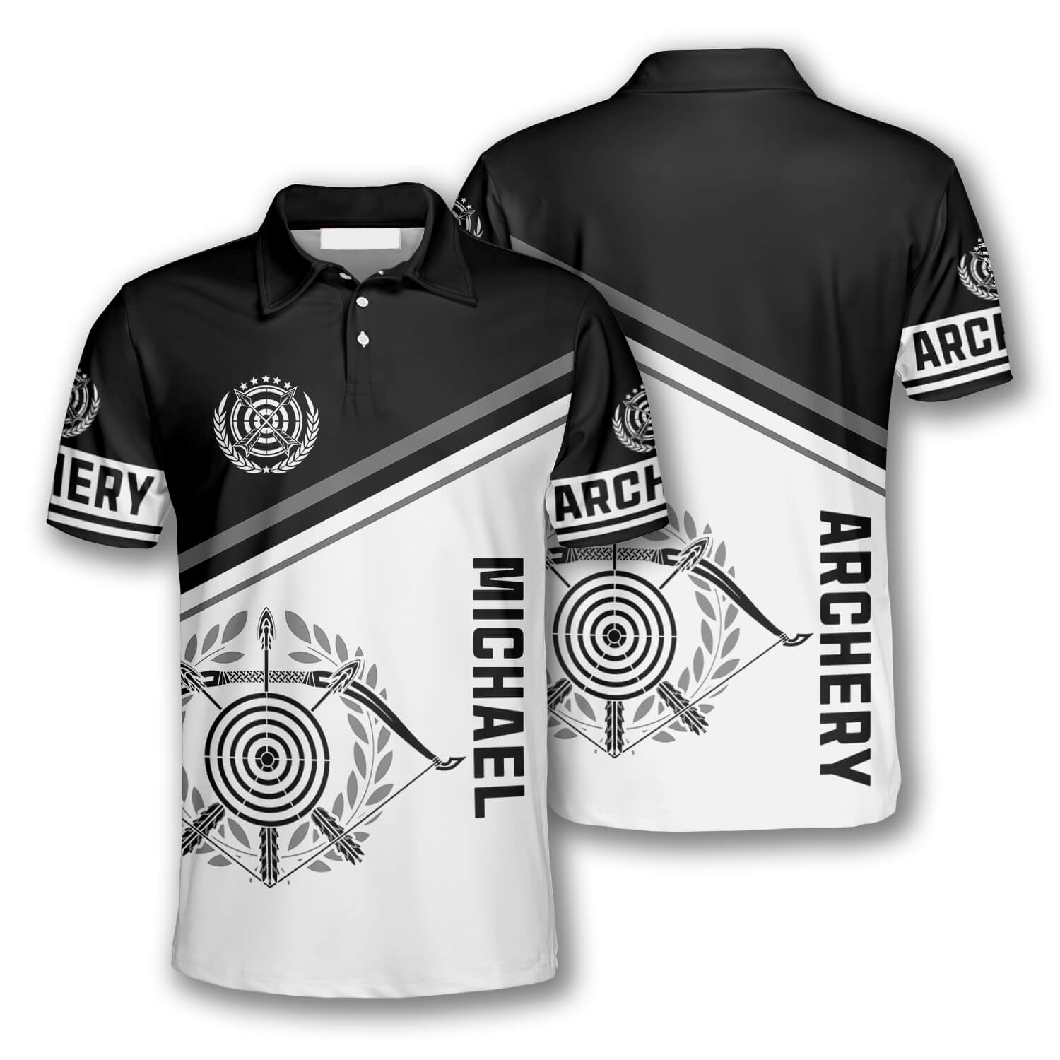 Archery Emblem Black White Version Custom Archery Shirts for Men/ Best Gift for Archery Lover