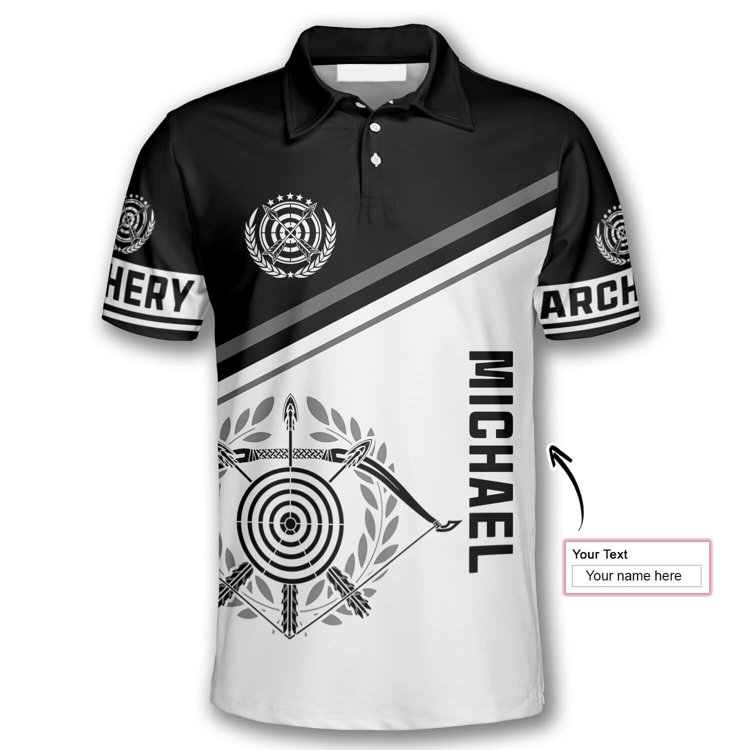 Archery Emblem Black White Version Custom Archery Shirts for Men/ Best Gift for Archery Lover