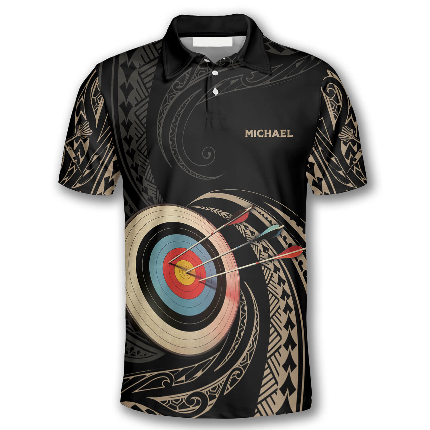 3D All Over Print Archery Golden Tribal Custom Archery Shirts For Men/ Archery Team Uniform