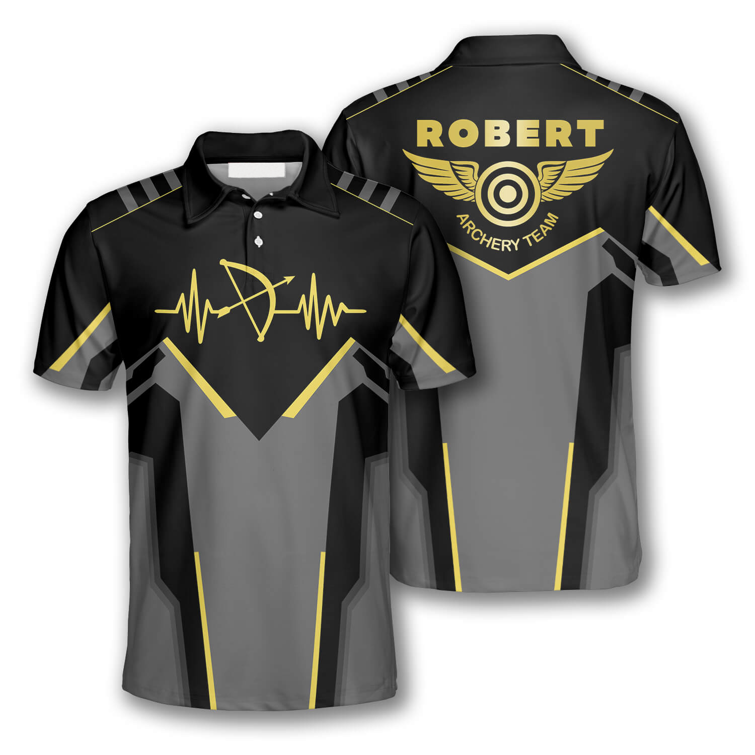 Archery Heart Pulse Line Custom Archery Shirts for Men/ Gift for Team Archery/ Archery Polo Shirt