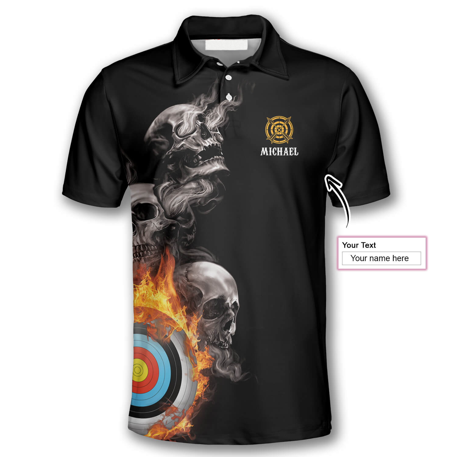 Hello Darkness My Old Friend Custom Archery Shirts for Men/ Skull Fire Archery Shirt