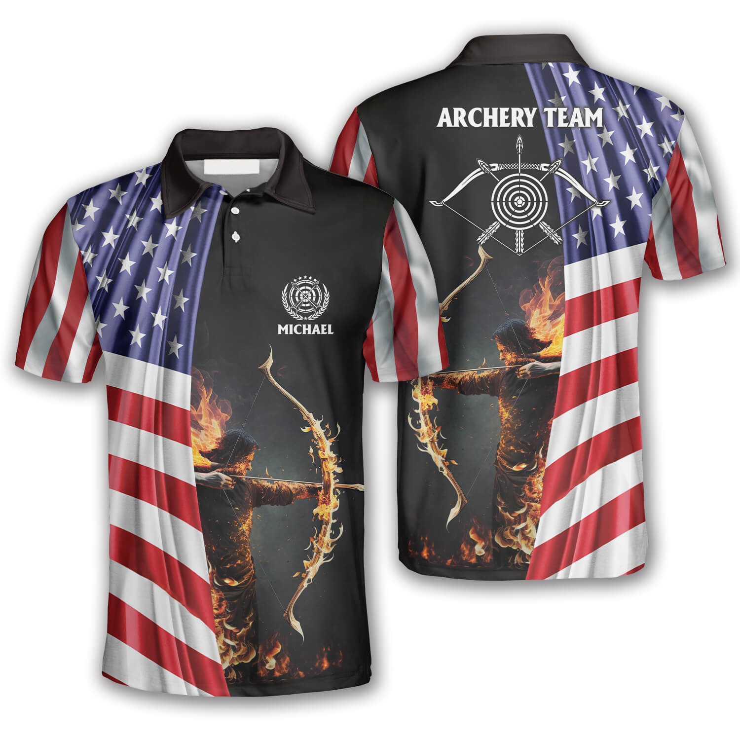 Archery Patriots Archer Custom Archery Polo Shirts For Men/ Flag American Archery Shirt