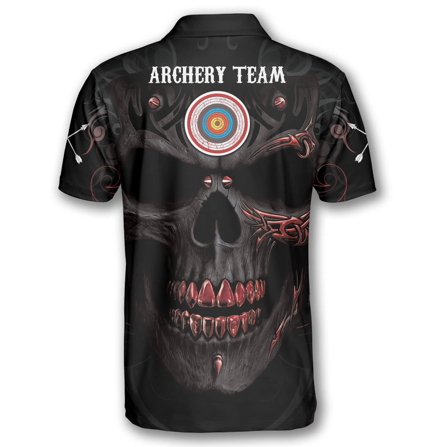 Red Archer Smoke Skull Custom Archery Polo Shirts For Men/ Shirt for Archery Player
