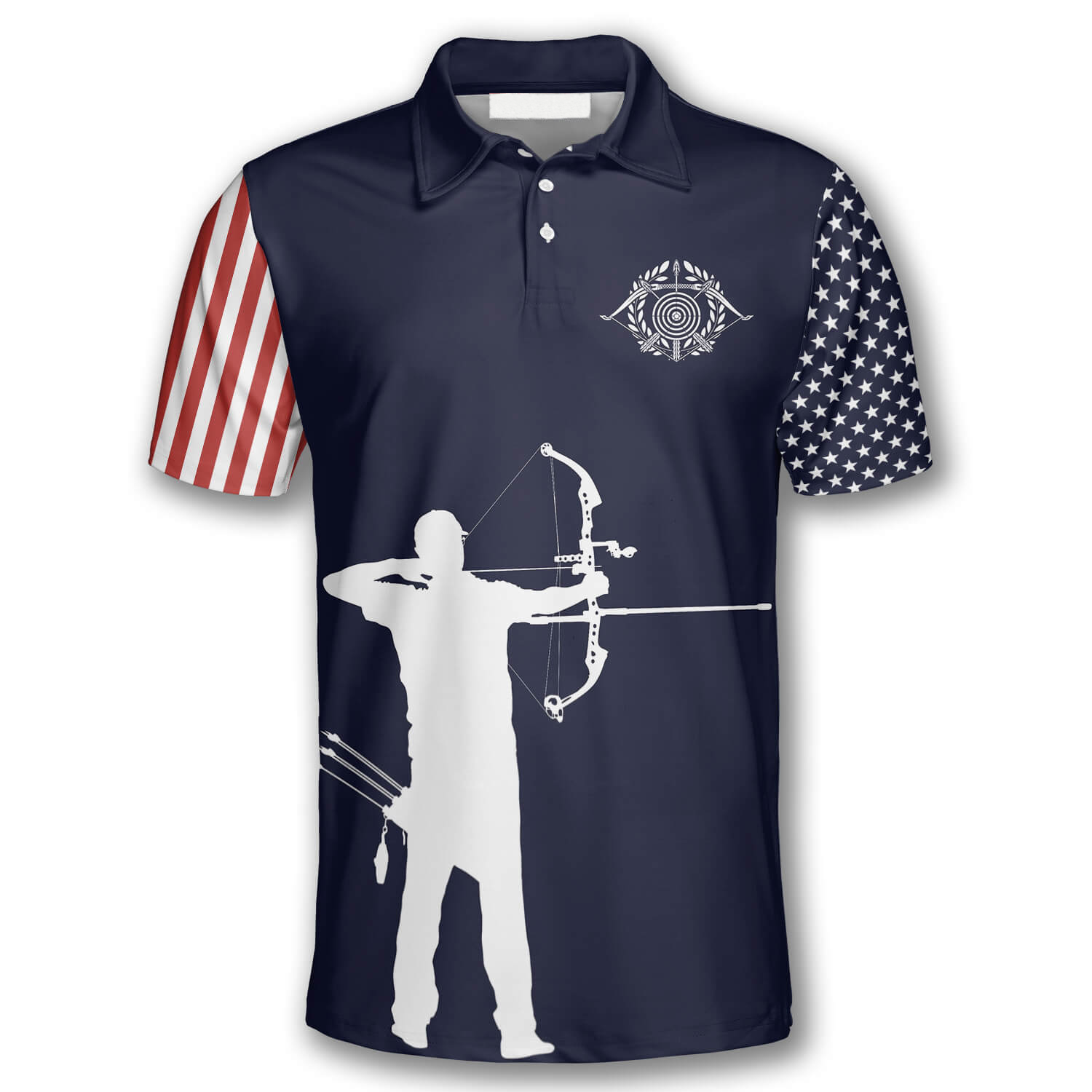 Archery Silhouette Flag Navy Blue Custom Archery Shirts for Men/ Idea Gift for Archery Lover