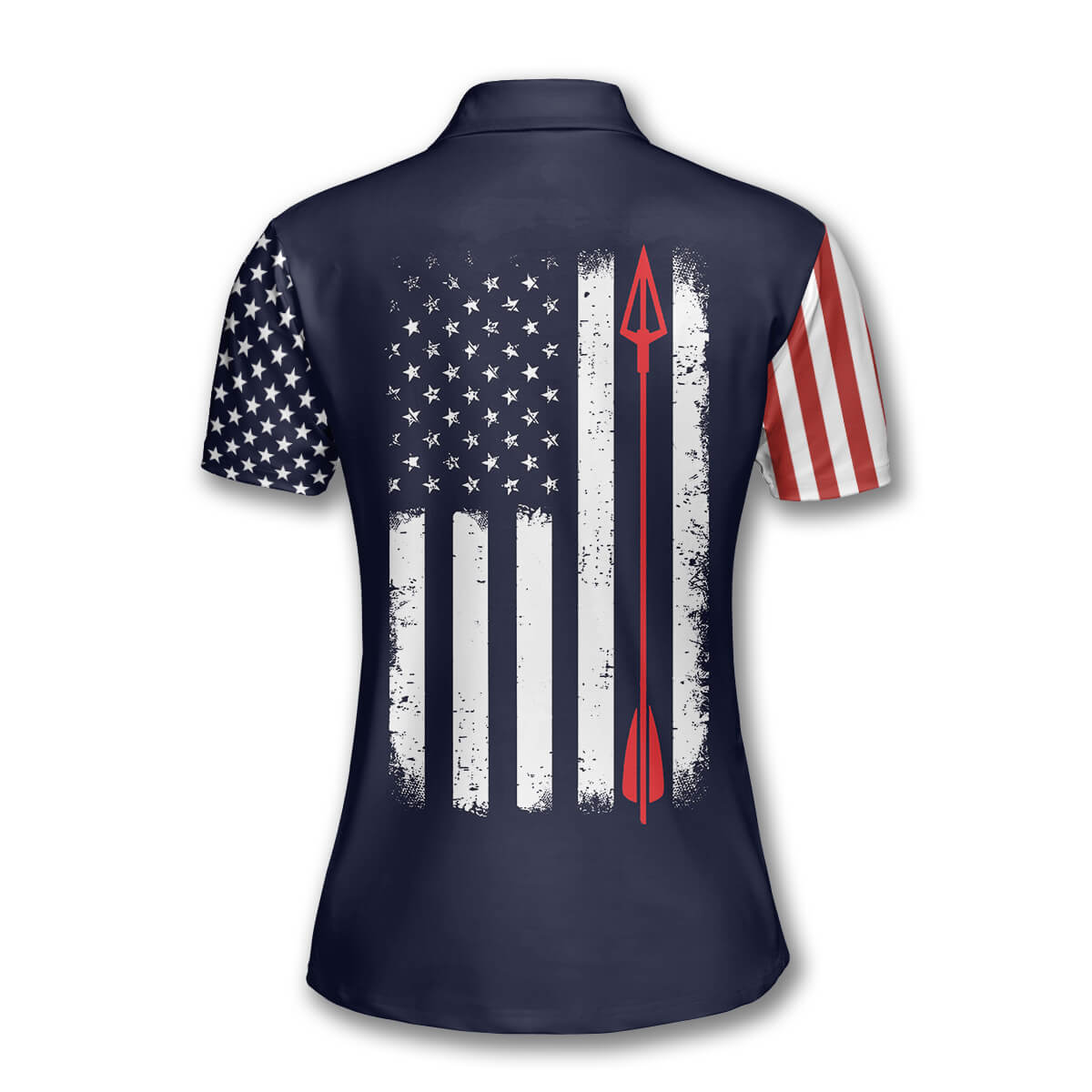 Female Archer Silhouette Navy Flag American Custom Archery Polo Shirts for Women