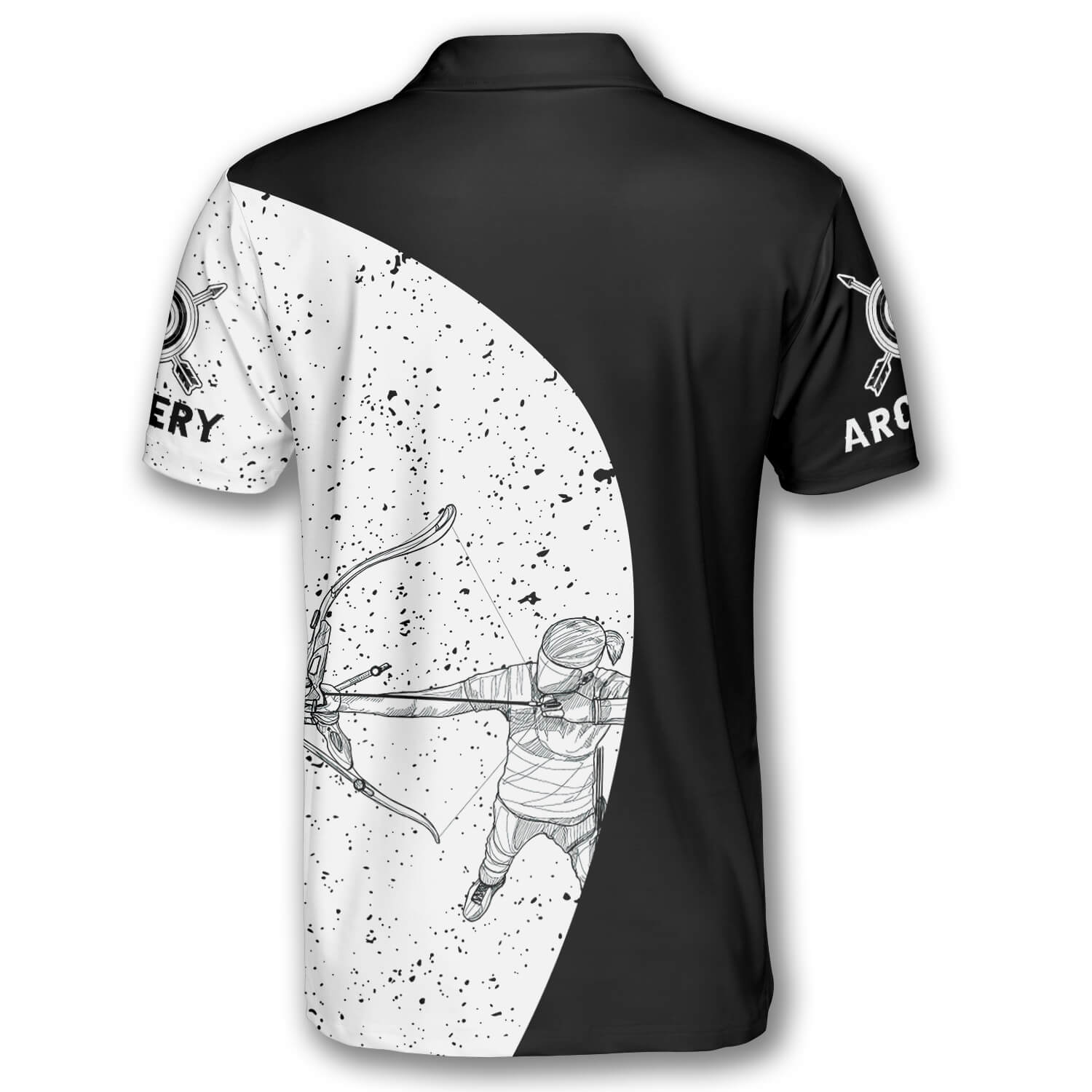 Personalized Archery Silhouettes Black White Version Custom Archery Polo Shirts for Men