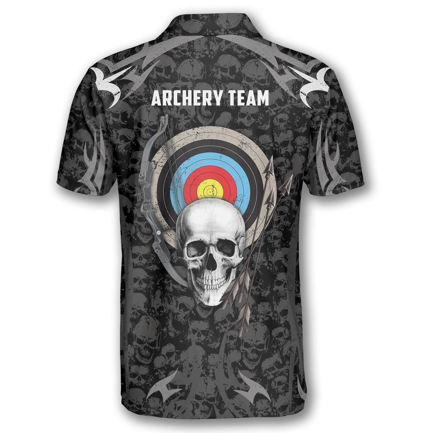 Archery Skull Pattern Custom Archery Polo Shirts For Men/ Skull Archery Shirt