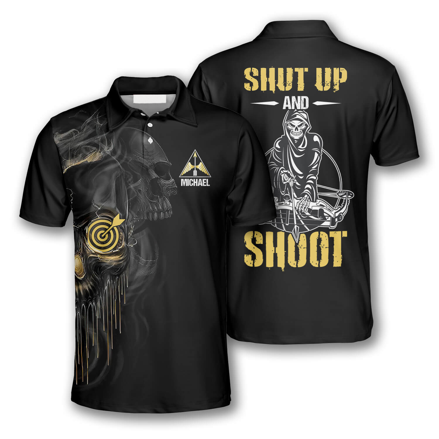 Archery Skull Shut Up and Shoot Custom Archery Shirts for Men/ Idea Gift for Archery Lover