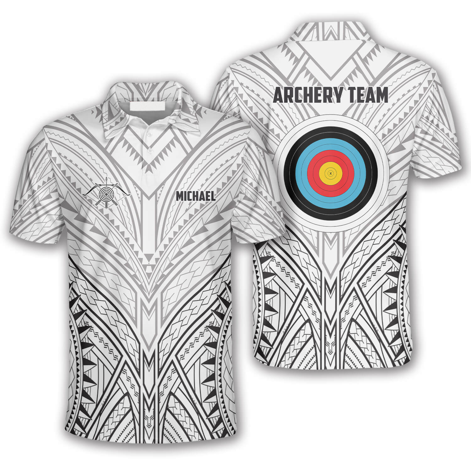 Personalized Archery Target White Tribal Custom Archery Shirts For Men/ Gift for Team Archery Shirt