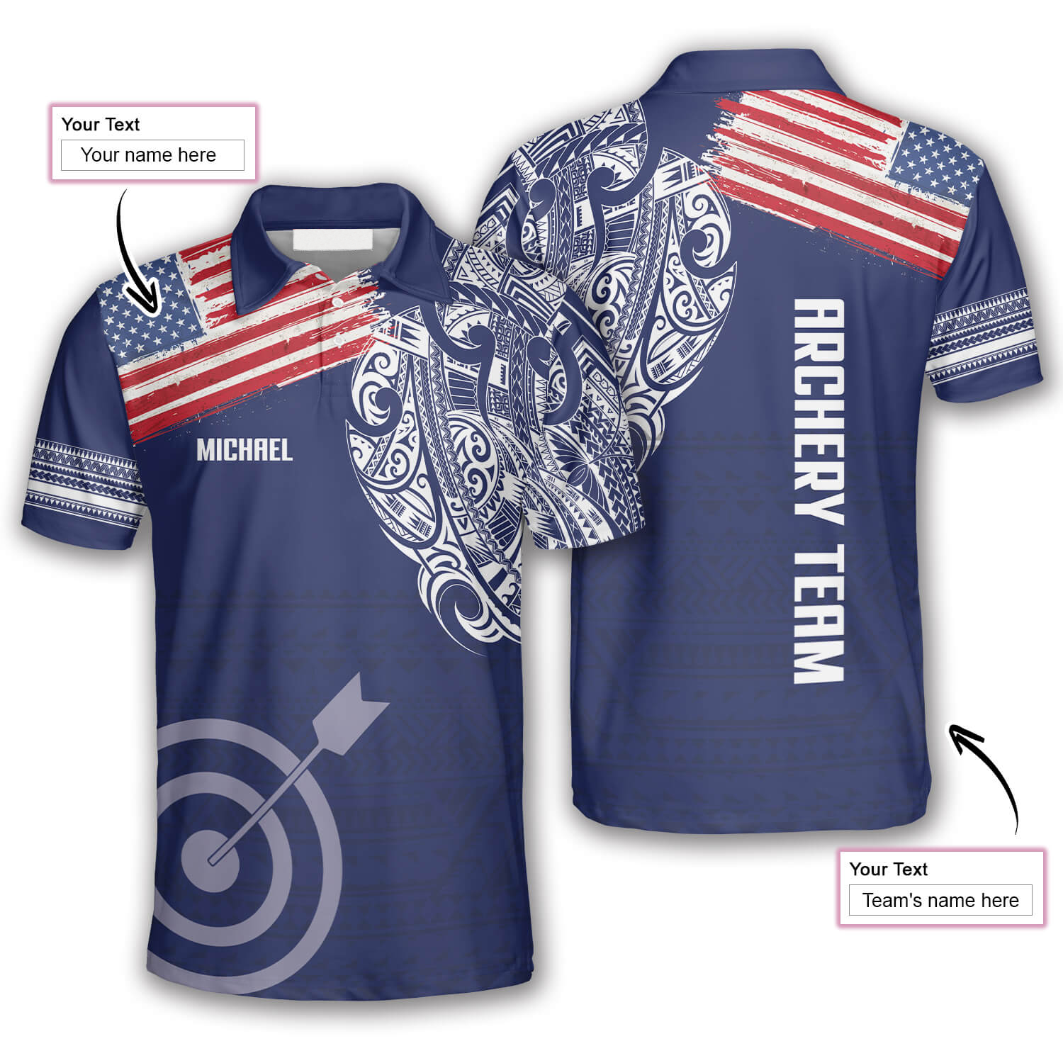 US Flag Tribal Pattern Custom Archery Shirts For Men/ 3D All Over Print Archery Shirt/ Flag Shirt