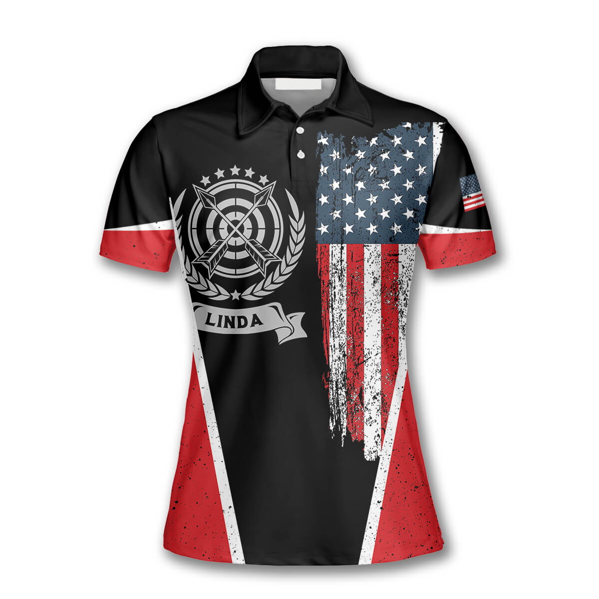 Vintage American Flag Emblem Custom Archery Shirts for Women/ Archery Shirt/ Flag Shirt
