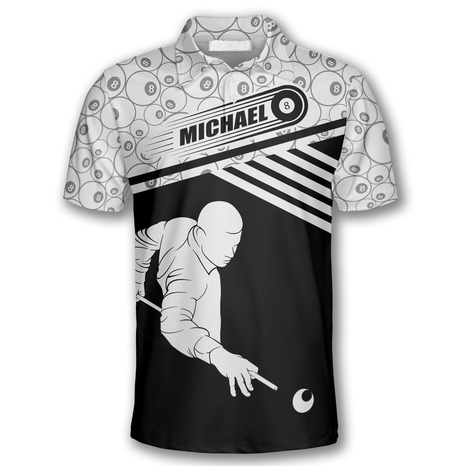 Billiard Balls Pattern Silhouette Custom Billiard Shirts for Men/ Best Shirt for Billiard Player