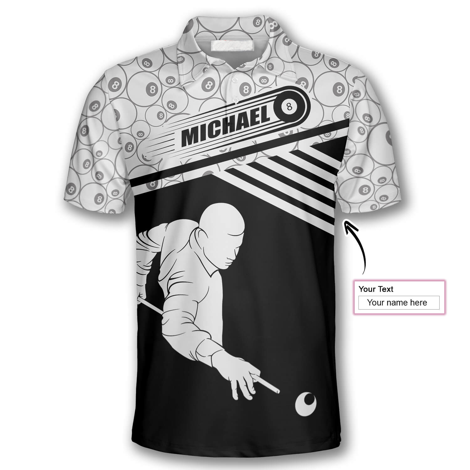 Billiard Balls Pattern Silhouette Custom Billiard Shirts for Men/ Best Shirt for Billiard Player