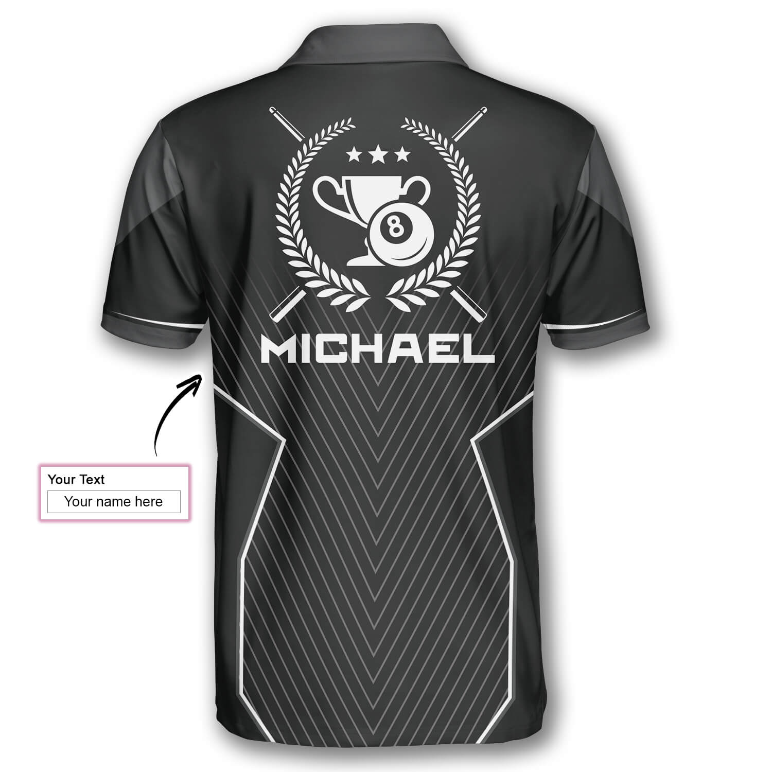 Billiard Black Sport Version Emblem Custom Billiard Shirts for Men/ Uniform Billiard Team Shirt