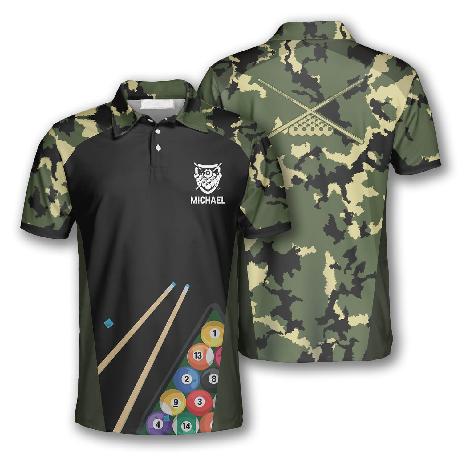 Billiard Camouflage Custom Billiard Shirts for Men/ Gift for Team Billiard/ Billiard Lover