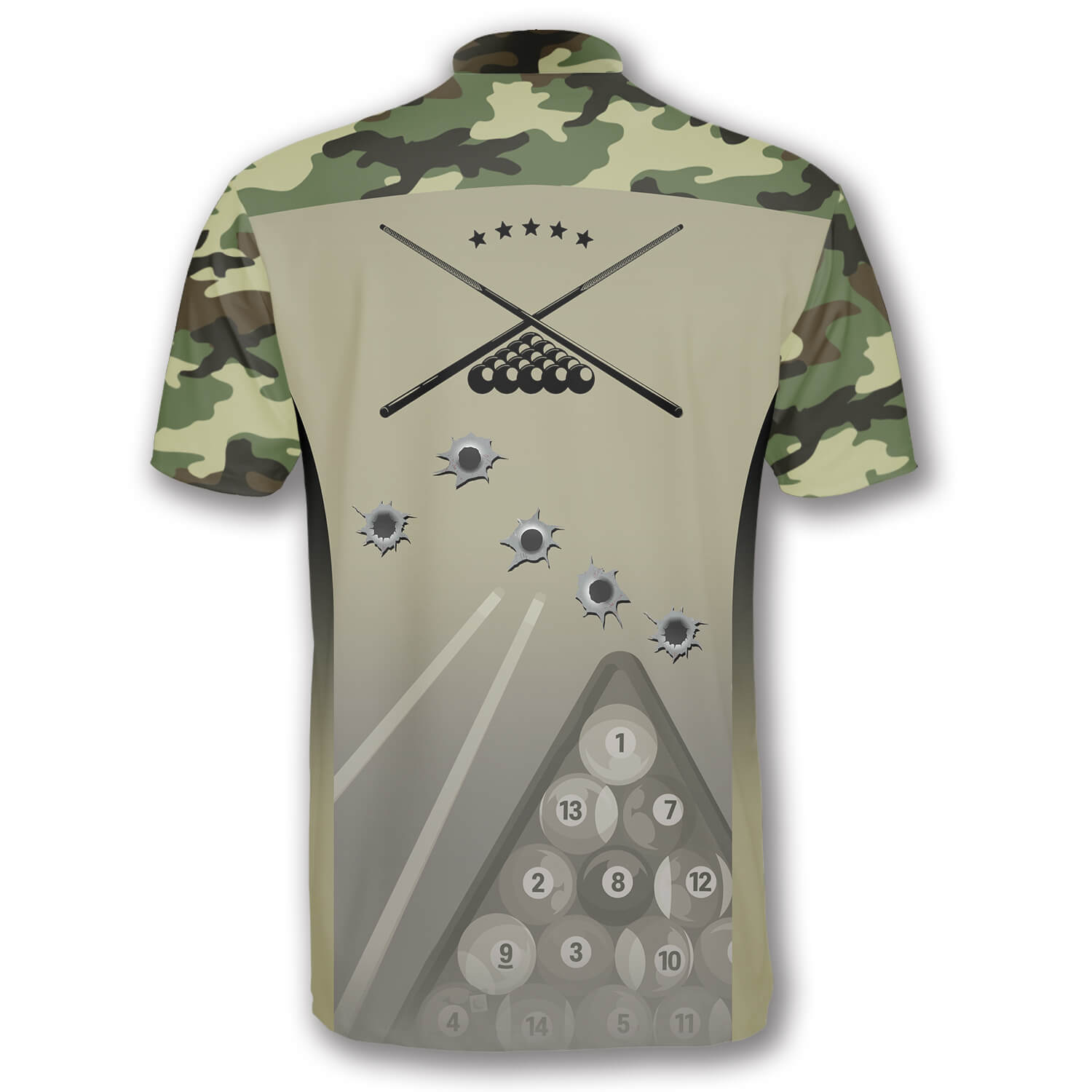 Camouflage Gun Holes Custom Billiard Jerseys for Men/ Idea Gift for Billiard Player/ Gift for Him