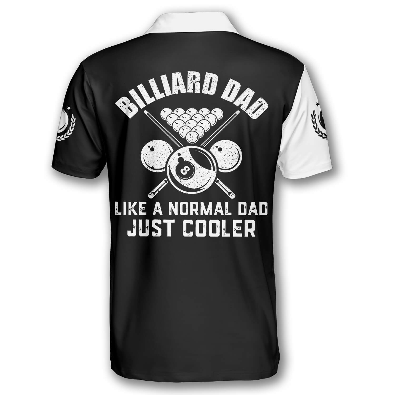 Billiard Cool Dad Black White Version Custom Billiard Shirts for Men/ Custom Billiard Shirts for Team/ Billiard Polo Shirts