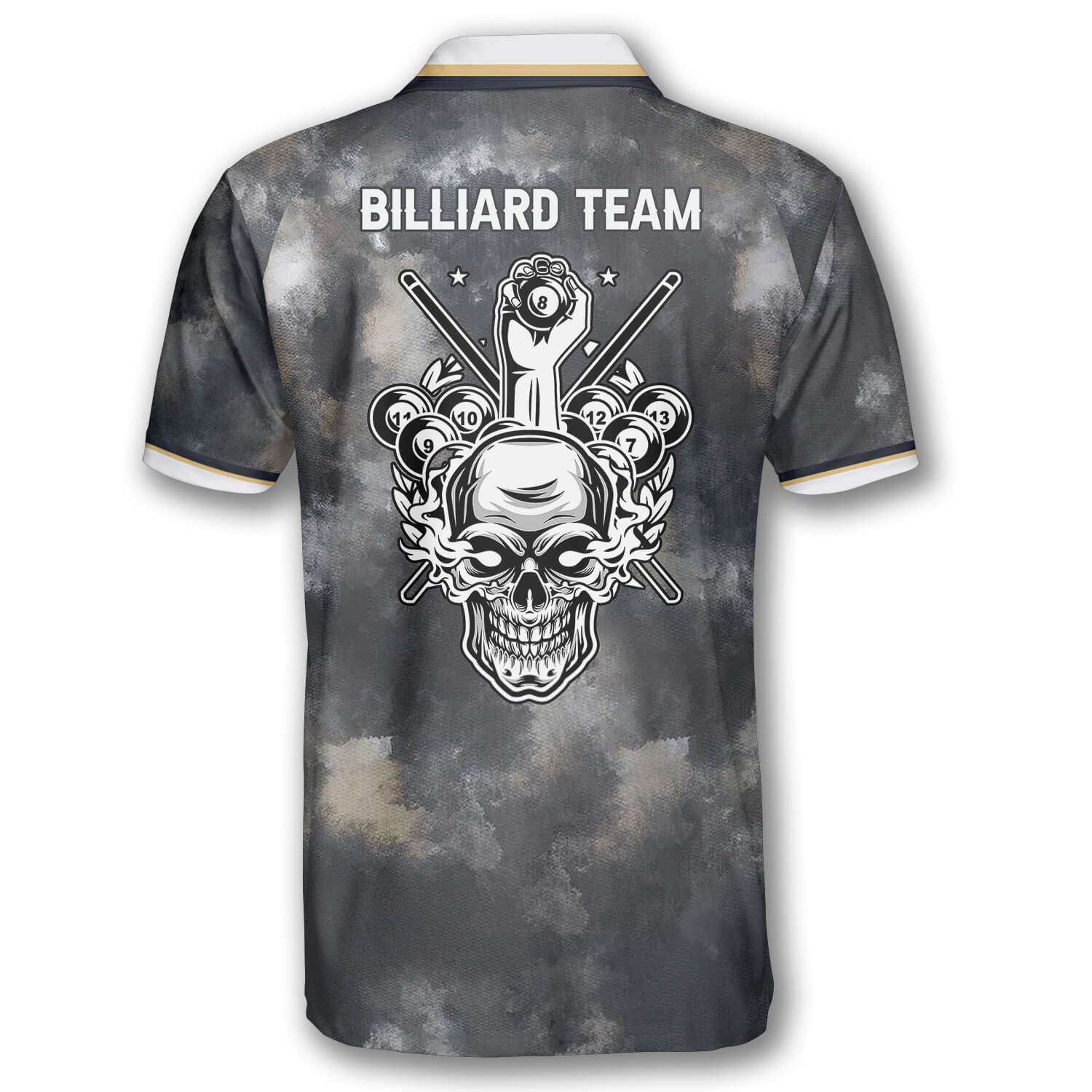 Faded Skull Custom Billiard Shirts for Men/ Custom Billiard Shirts for Team/ Billiard Polo Shirts