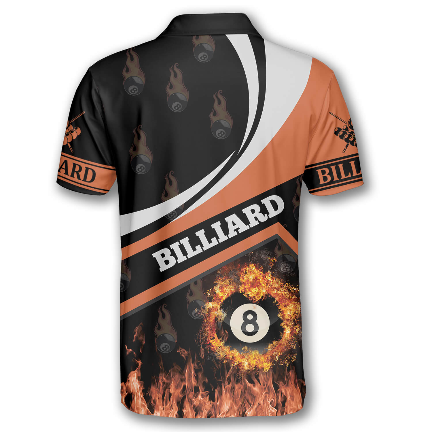 Billiard Fire Flame Orange Style Custom Billiard Shirts for Men/ Custom Billiard Shirts for Team/ Men
