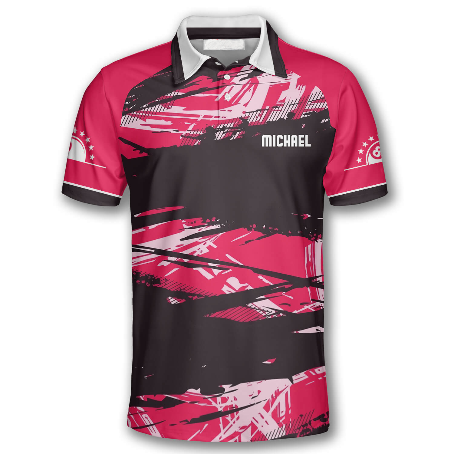 3D All Over Print Pink Grunge Custom Billiard Polo Shirts for Men/ Idea Cool Gift for Billiard Team