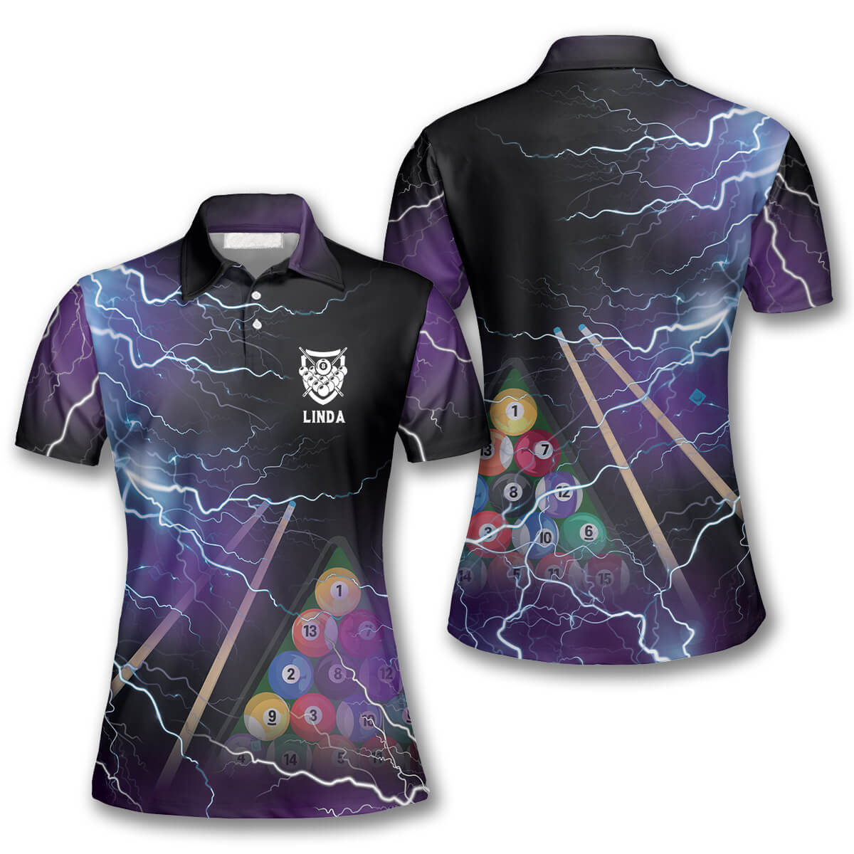 Billiard Thunder Lightning Custom Billiard Shirts for Women/ Billiard Gift for Her