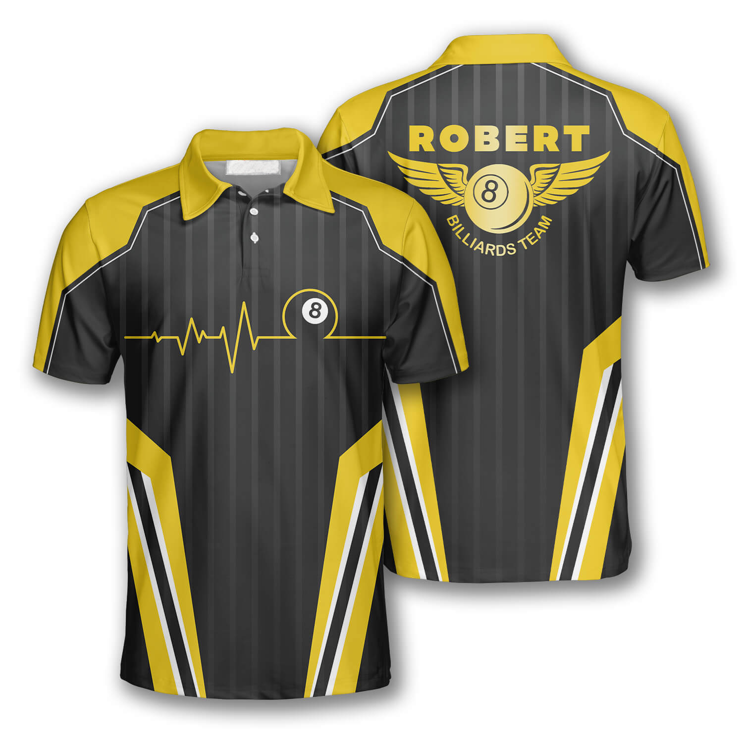 Billiard Yellow Heartbeat Sports Style Custom Billiard Shirts for Men/ Best Shirt Team Billiard Uniform