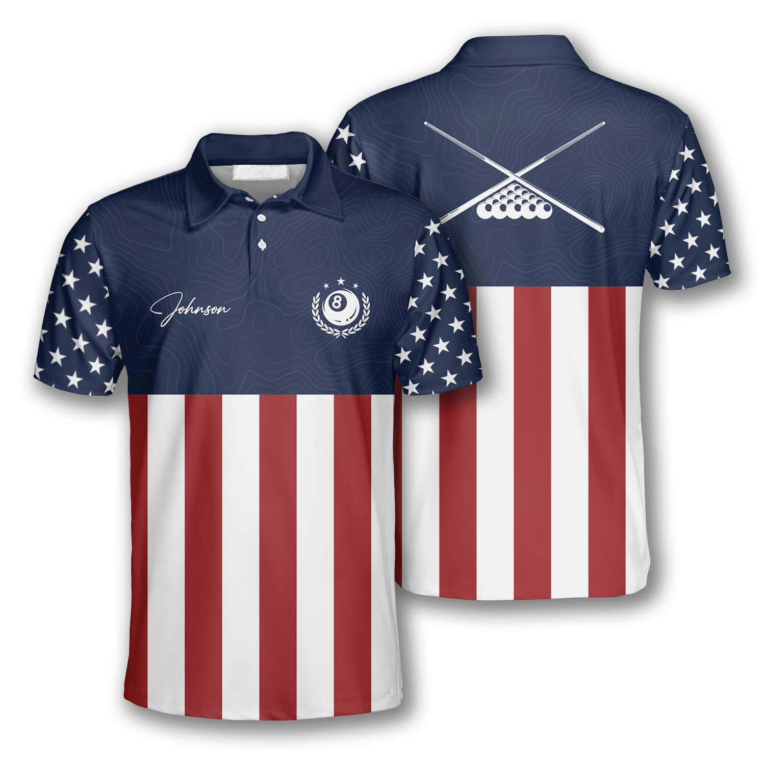 3D All Over Pint Billiard American Flag Navy Custom Billiard Shirts for Men/ Flag Shirt/ Billiard Shirt