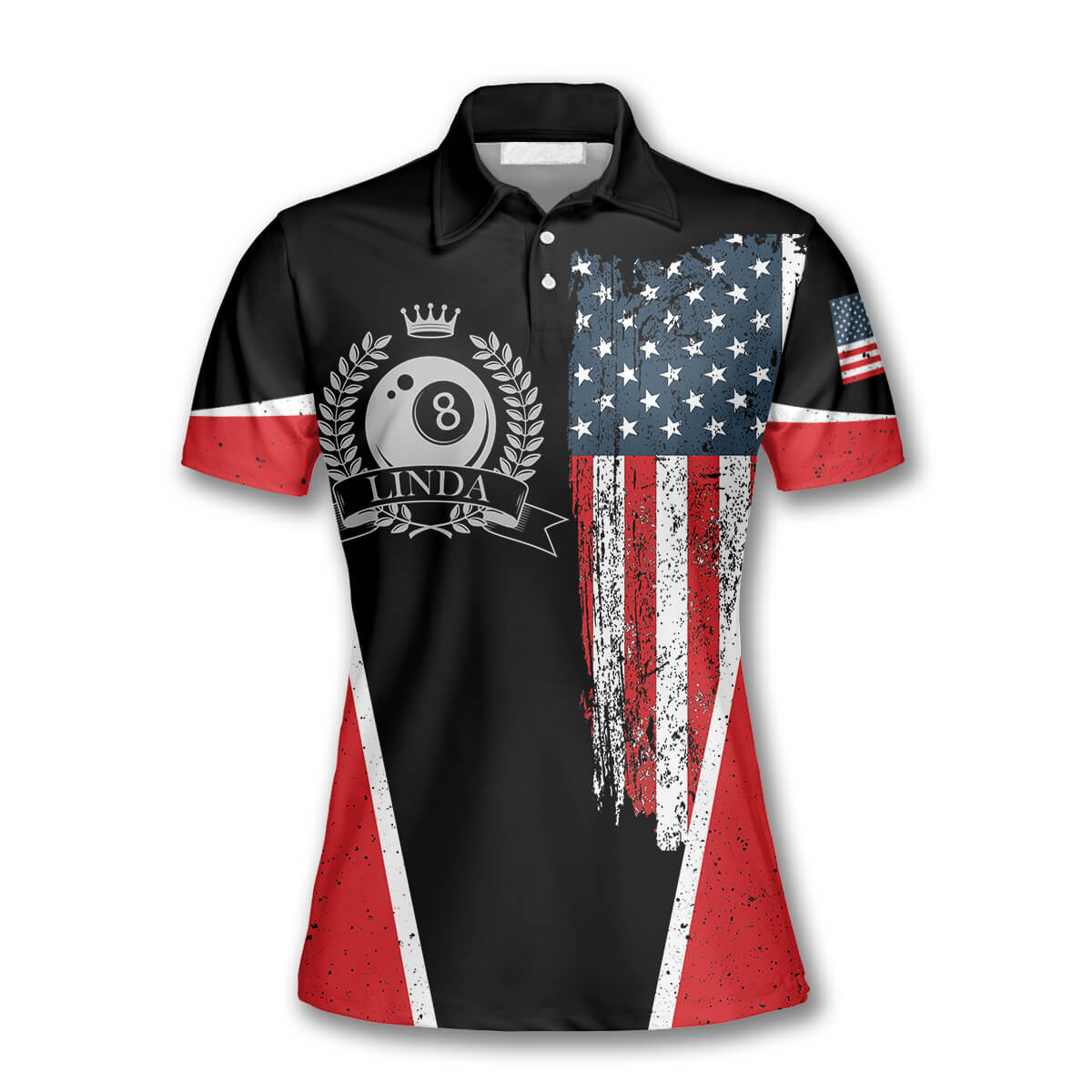 Billiards American Flag Emblem Custom Billiard Shirts for Women/ Women