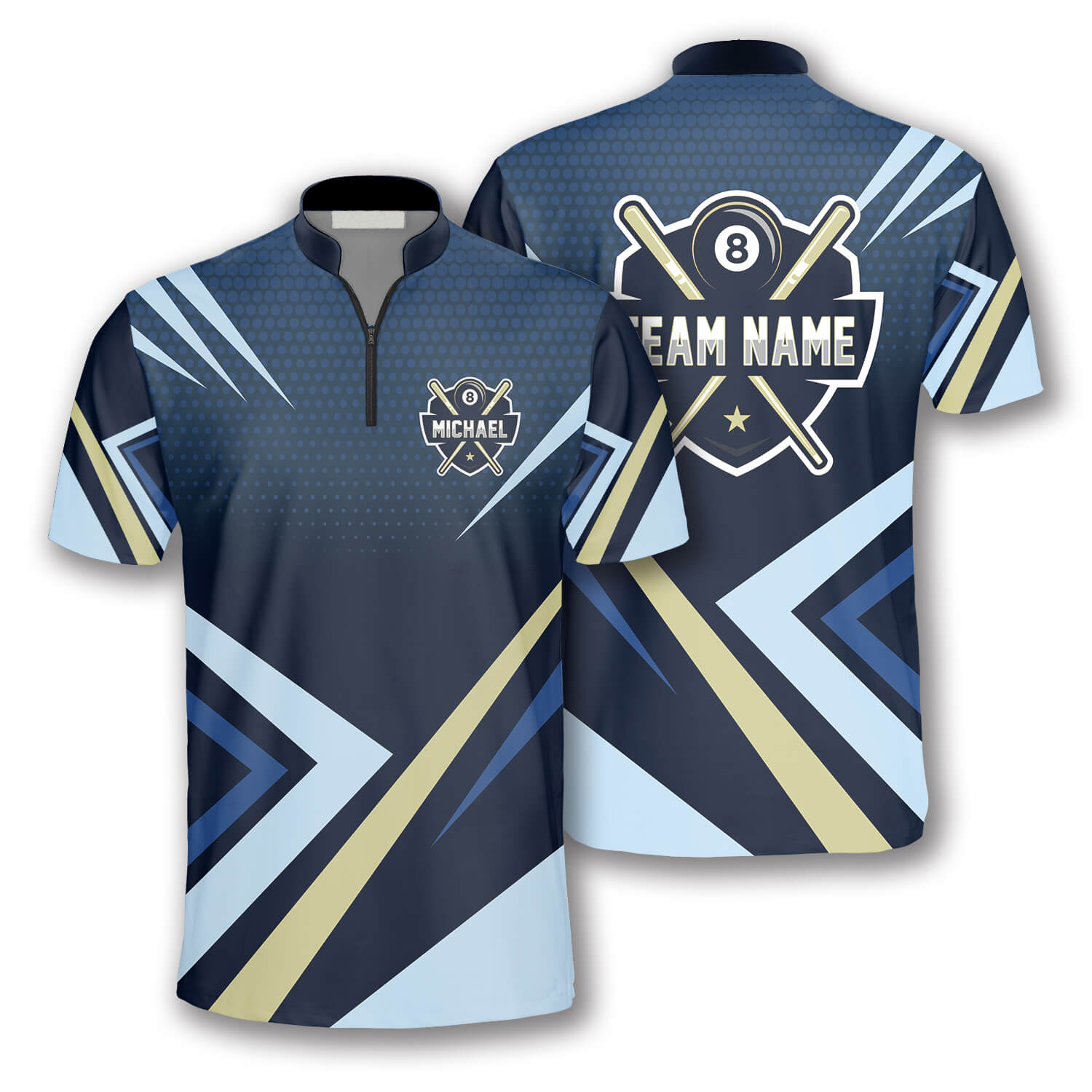 3D All Over Print Blue Sports Style Label Custom Billiard Jerseys for Men/ Best Shirt for Billiard Player